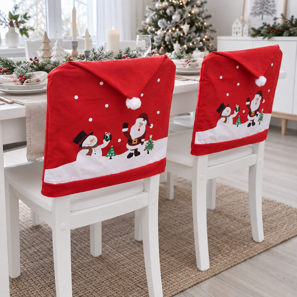 Santa Claus Christmas Chairs Cover Cap