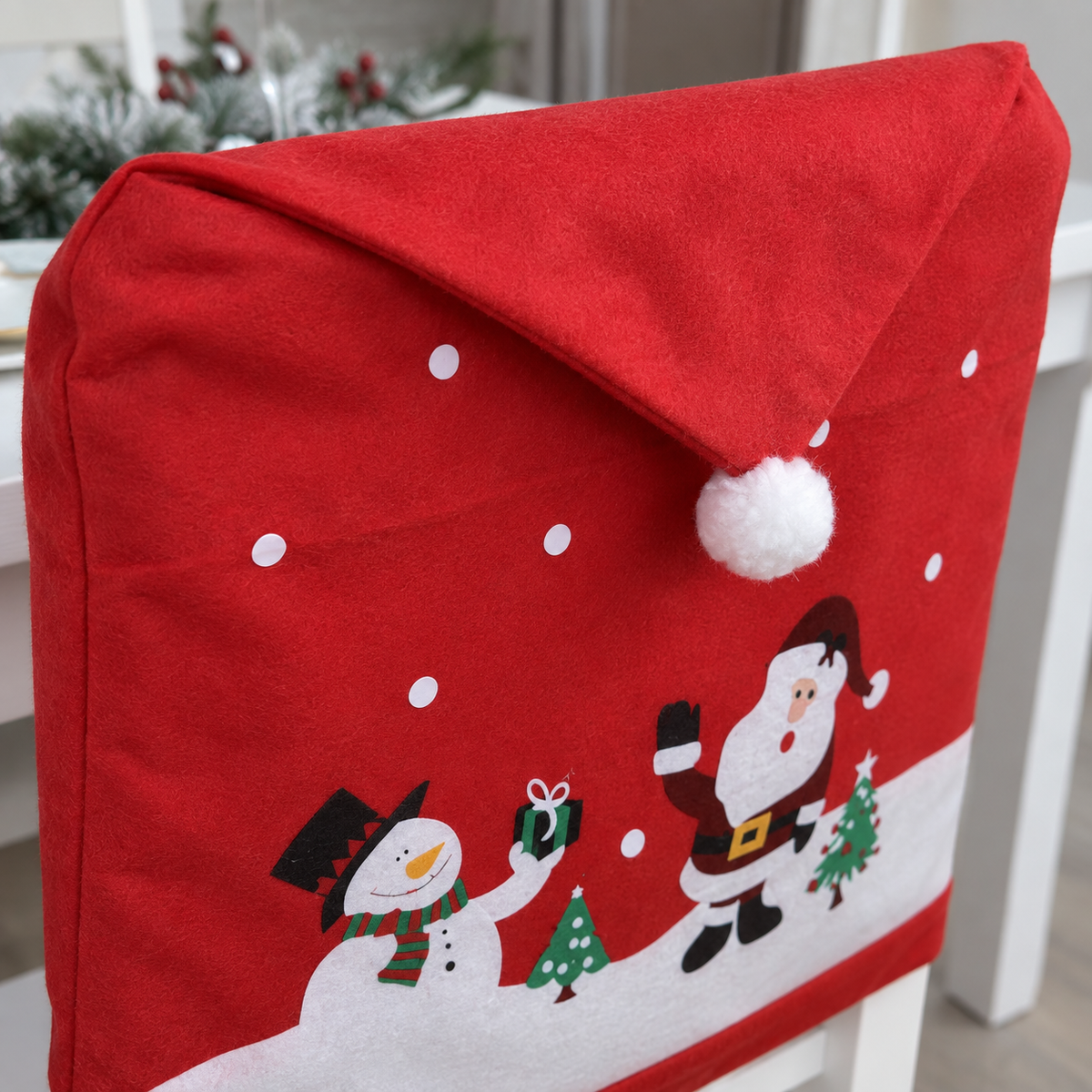Santa Claus Christmas Chairs Cover Cap