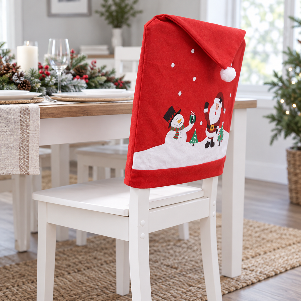 Santa Claus Christmas Chairs Cover Cap