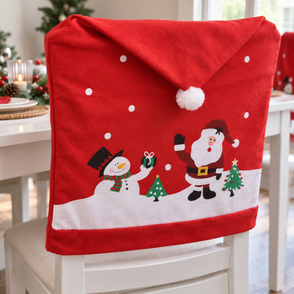 Santa Claus Christmas Chairs Cover Cap