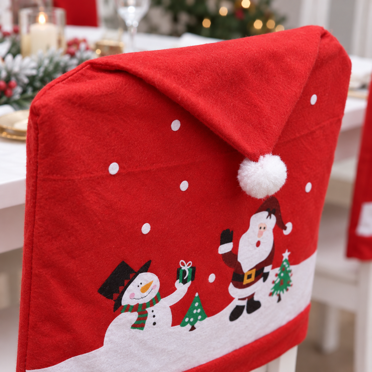 Santa Claus Christmas Chairs Cover Cap