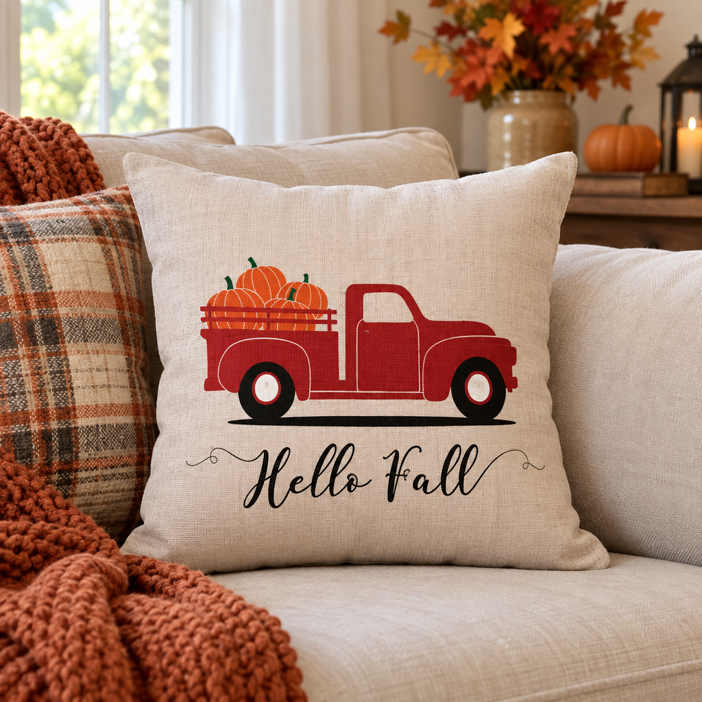 Pumpkin Truck Halloween Fall Pillow Cases