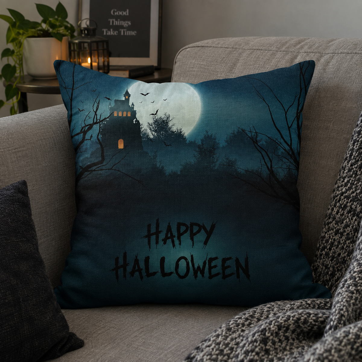 Scary House Halloween Pillow Cases