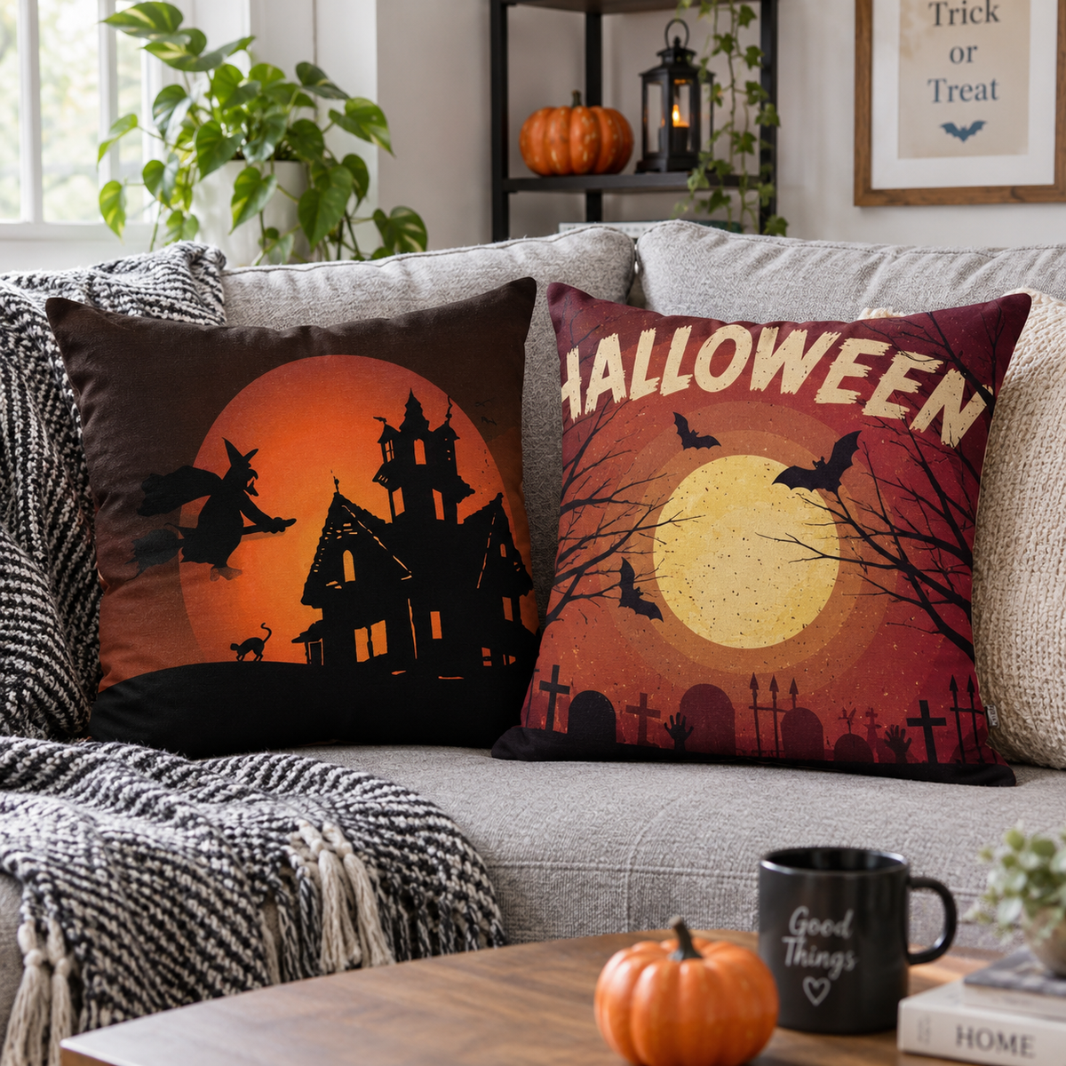 Scary House Halloween Pillow Cases