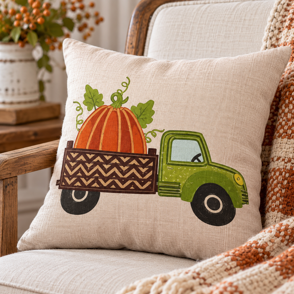 Pumpkin Truck Halloween Fall Pillow Cases