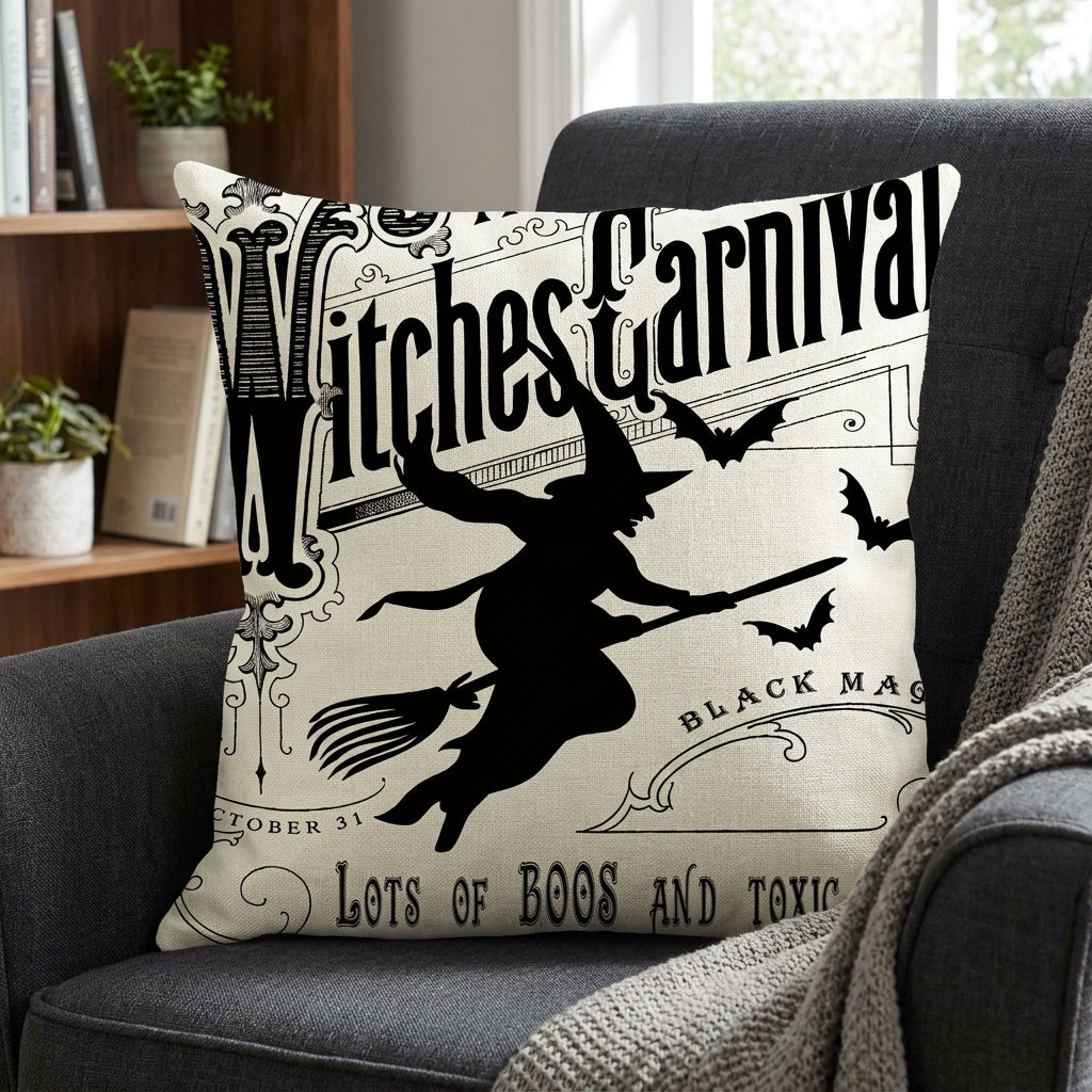 Soft Witch Halloween Pillow Cases