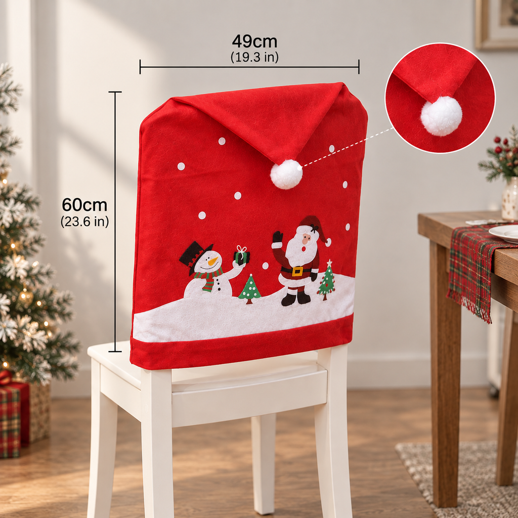 Santa Claus Christmas Chairs Cover Cap