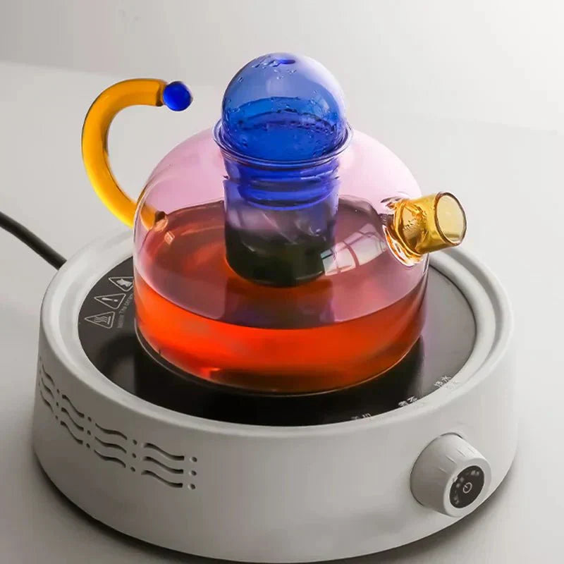 Mosrugs | Colorful Glass Teapot Set with Contrast Accents – Heat Resistant & Stylish