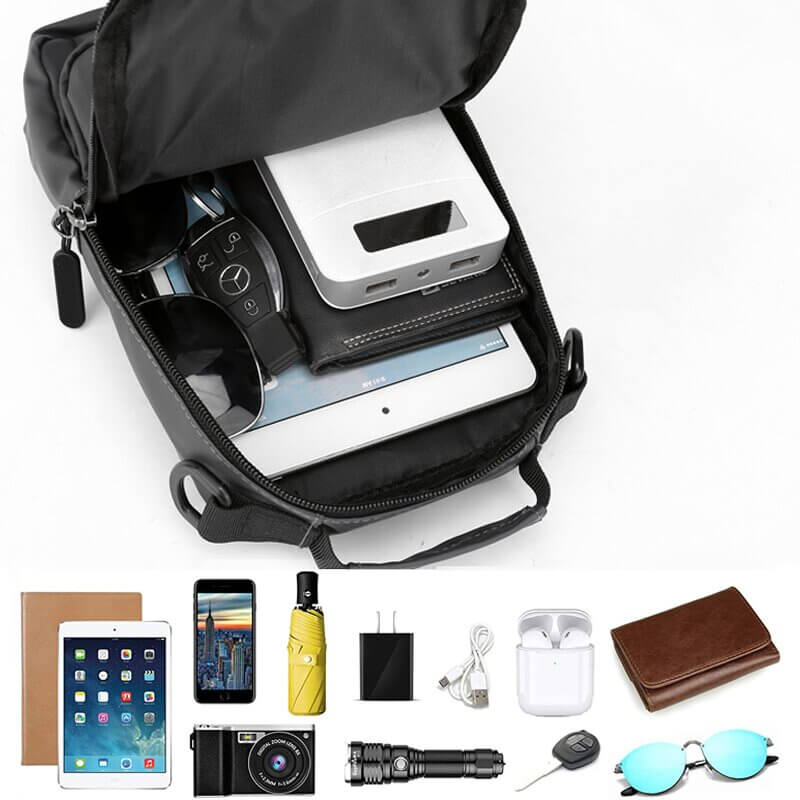 Mosrugs | Waterproof Oxford Crossbody Bag, Anti-Theft Sling Bag, USB Charging & Multi-Pocket Design