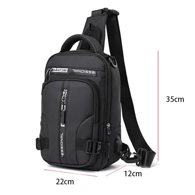 Mosrugs | Waterproof Oxford Crossbody Bag, Anti-Theft Sling Bag, USB Charging & Multi-Pocket Design