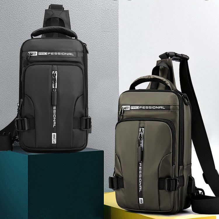 Mosrugs | Waterproof Oxford Crossbody Bag, Anti-Theft Sling Bag, USB Charging & Multi-Pocket Design