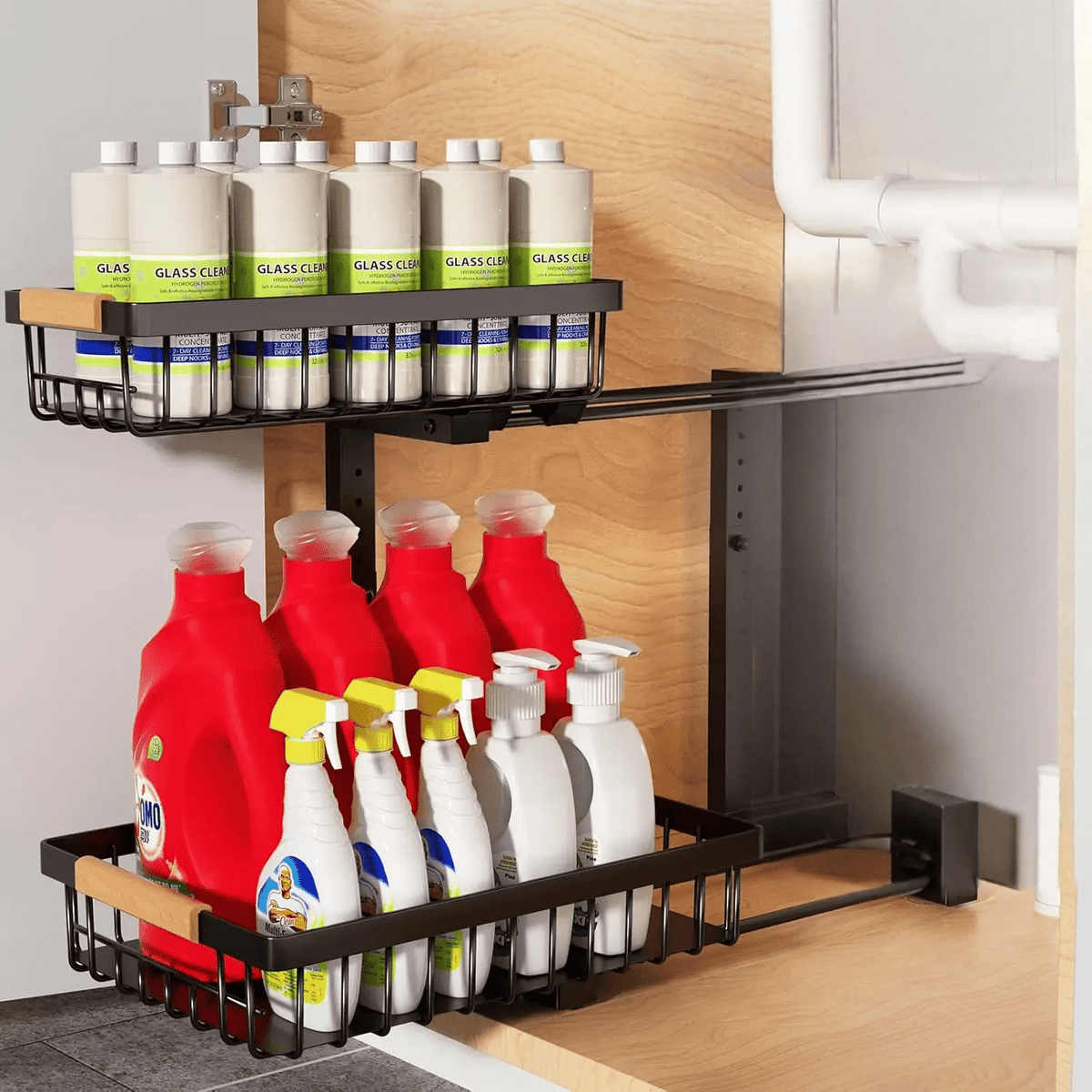 Mosrugs | Curcura – Heavy-Duty Adjustable Steel Under Sink Organizer for Kitchen & Bathroom