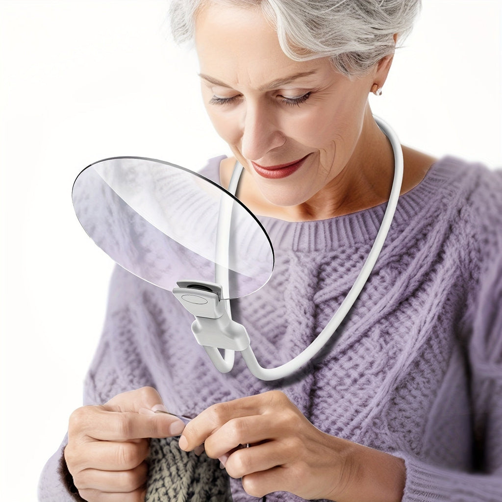 Mosrugs | 5X Magnifying Glass Pro – Hands-Free Adjustable Neck Magnifier for Reading, Crafts & Seniors