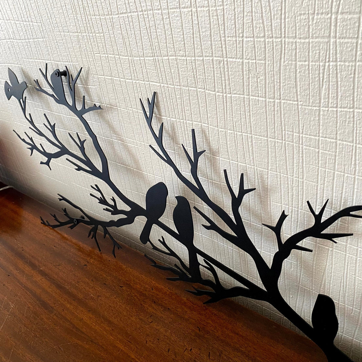 Mosrugs | Modern Metal Wall Art – NatureCraft Bird Design – Black Geometric Wall Decoration