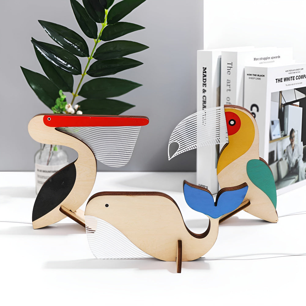 Mosrugs | Wooden Animal Table Lamp – Cute Decorative Night Light for Kids’ Rooms