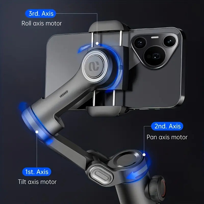 Mosrugs | SmartPro Smartphone Gimbal Stabiliser – Foldable 3-Axis Handheld Stabiliser for iPhone & Android
