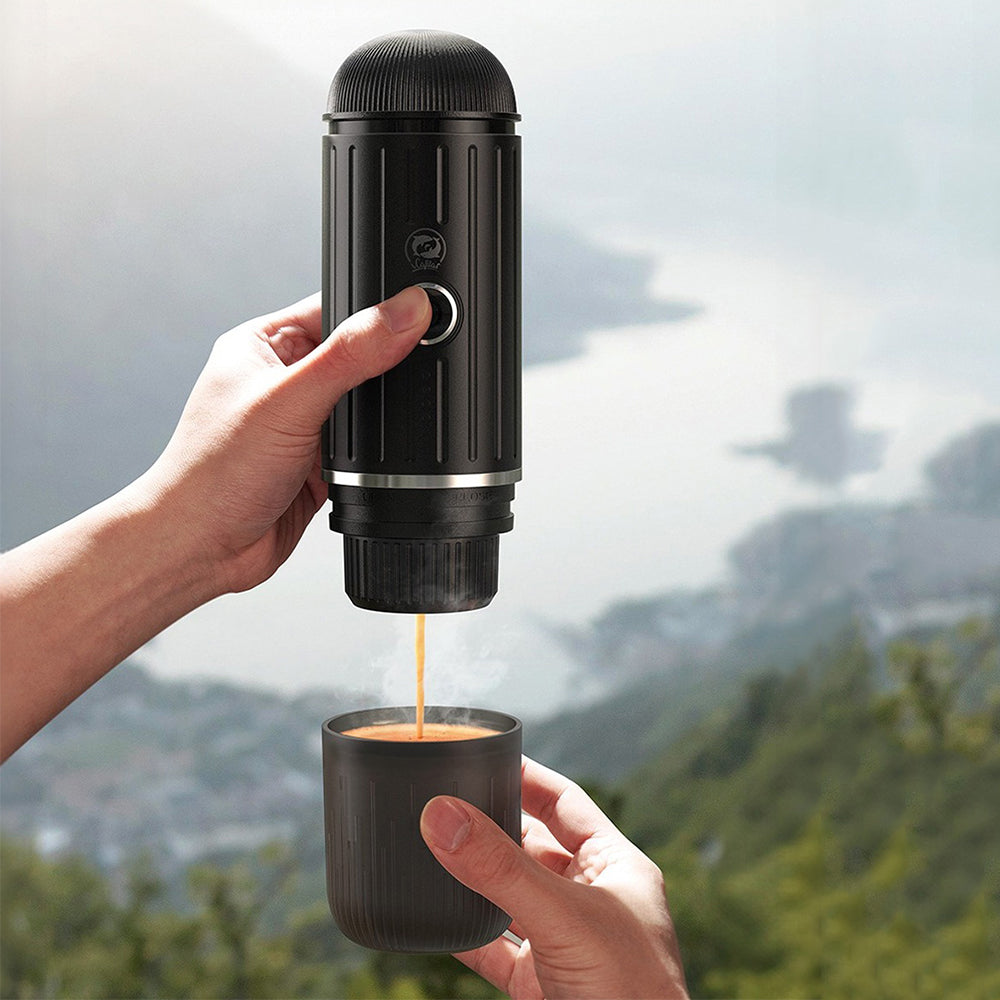 Mosrugs | Self-Heating Portable Electric Espresso Maker with USB-C Charger – Compatible with Ground Coffee & Nespresso Capsules