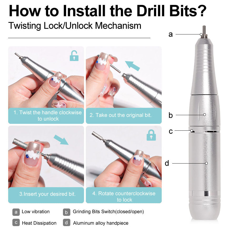 Mosrugs | ProNail 45000RPM Electric Nail File – Portable Rechargeable E-File for Manicure & Acrylic Nails | Low Noise