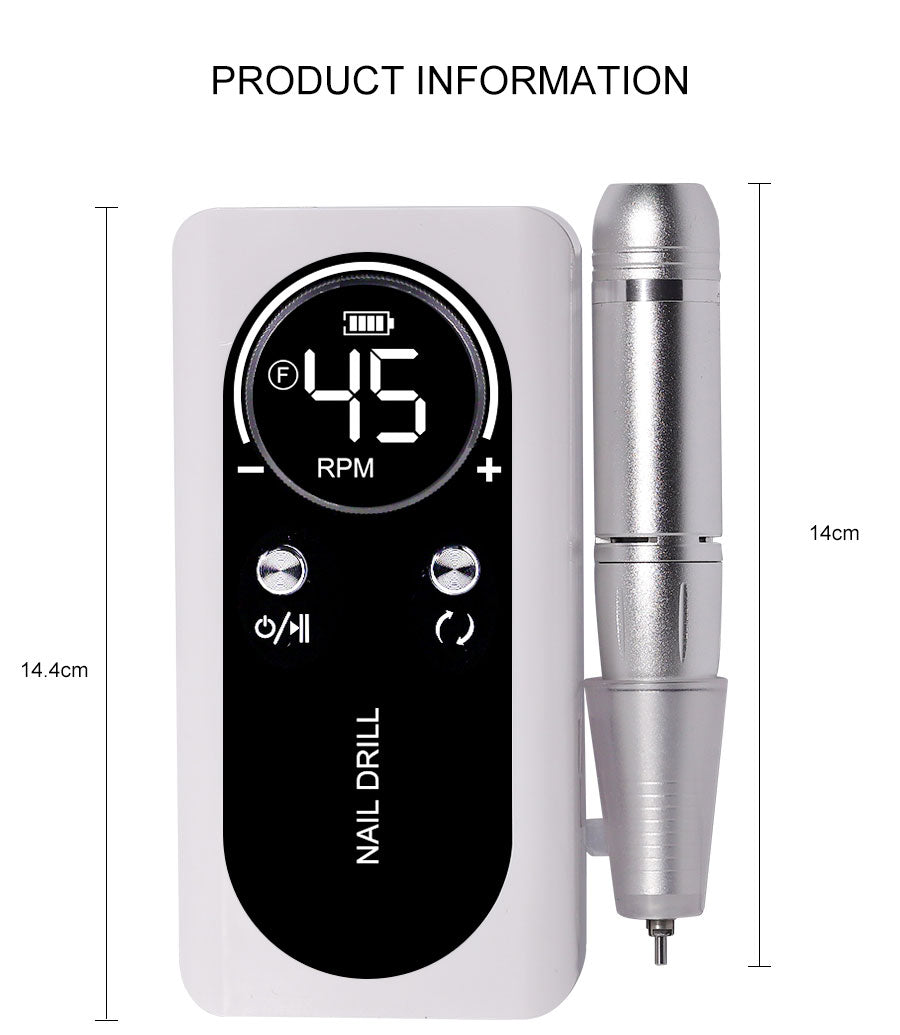 Mosrugs | ProNail 45000RPM Electric Nail File – Portable Rechargeable E-File for Manicure & Acrylic Nails | Low Noise
