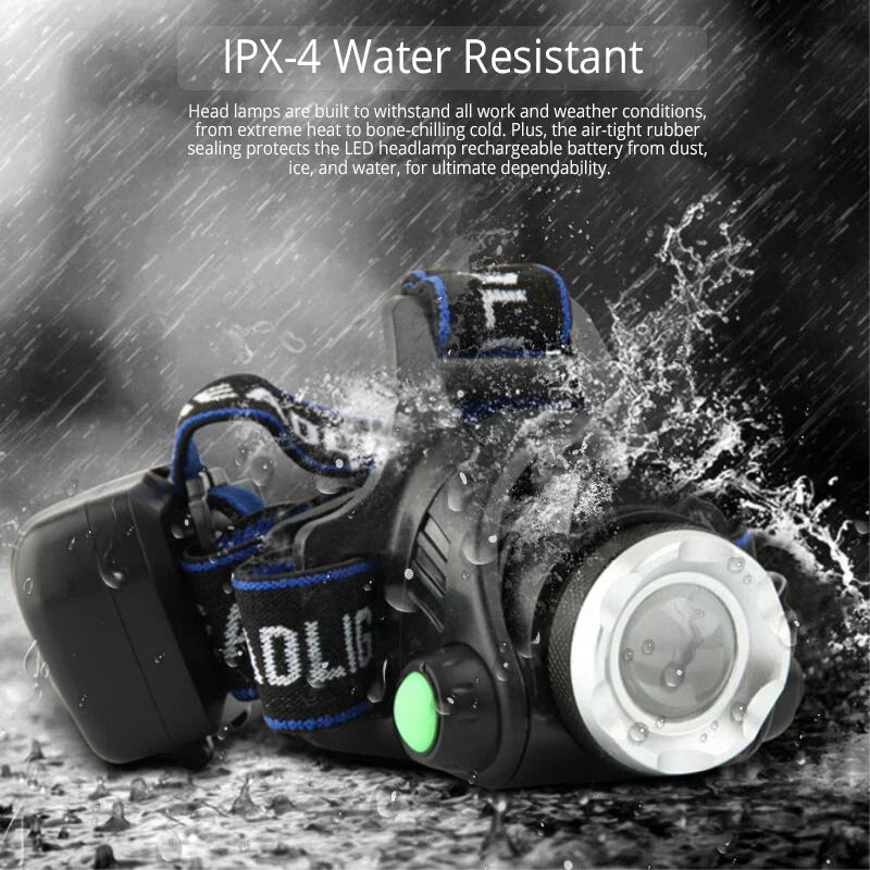 Mosrugs | Powerful Waterproof LED Headlamp with Zoom & Rechargeable Battery – Outdoor Adventure Light