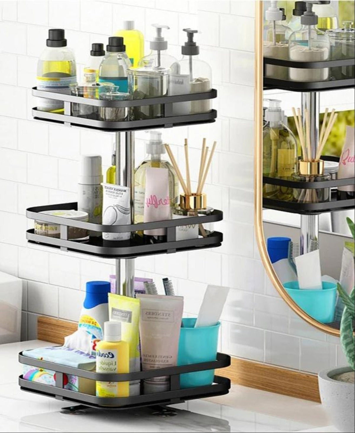 Mosrugs | TwistRack 360° – Rotating Storage Shelf | Space-Saving Adjustable Organizer for Kitchen, Bathroom & Home