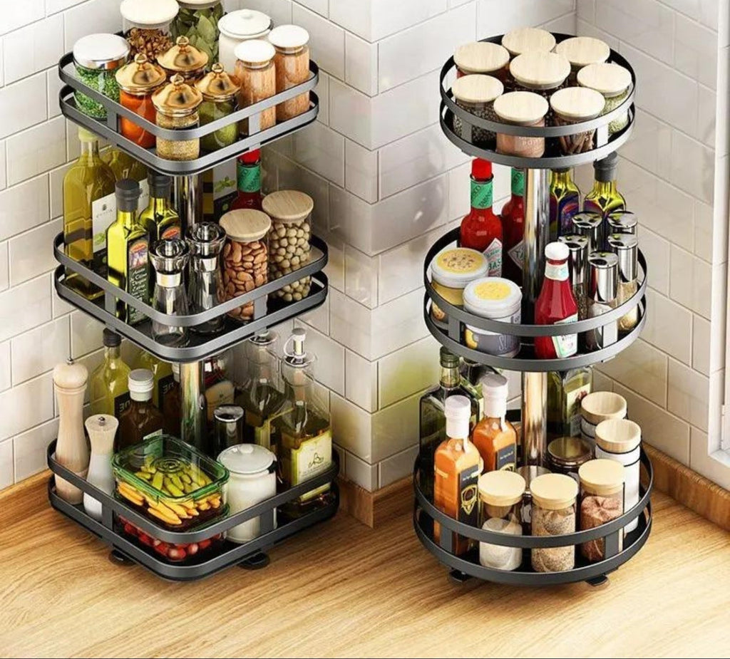 Mosrugs | TwistRack 360° – Rotating Storage Shelf | Space-Saving Adjustable Organizer for Kitchen, Bathroom & Home