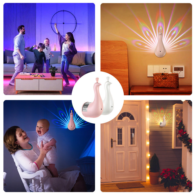 Mosrugs | GlowyPeacock – Colourful 3D Wall Lamp with Remote Control and Timer
