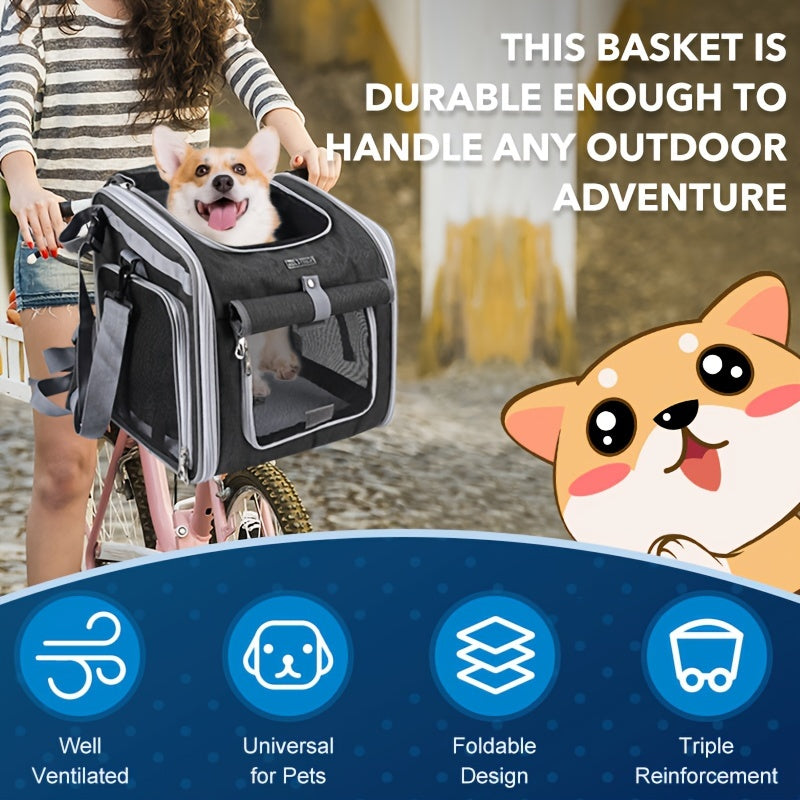 Mosrugs | Expandable Pet Bike Basket – Comfortable & Safe Bicycle Carrier for Small Dogs and Cats