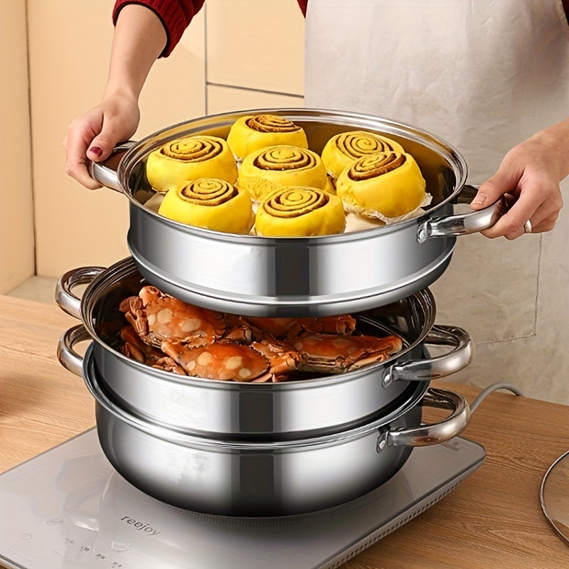 Mosrugs | NutriSteam | 3-Tier Stainless Steel Steamer – Healthy Cooking Made Easy
