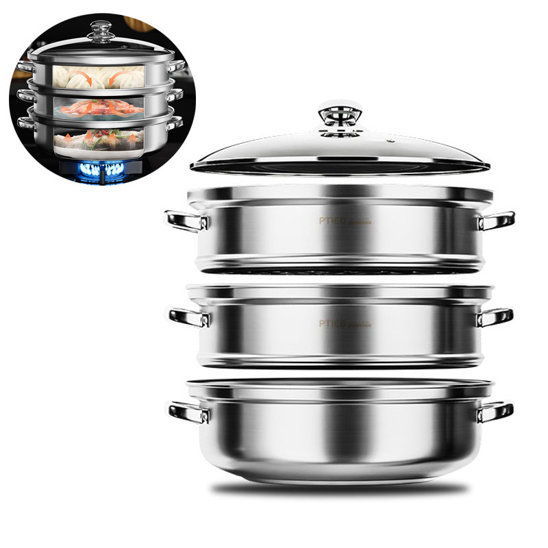 Mosrugs | NutriSteam | 3-Tier Stainless Steel Steamer – Healthy Cooking Made Easy