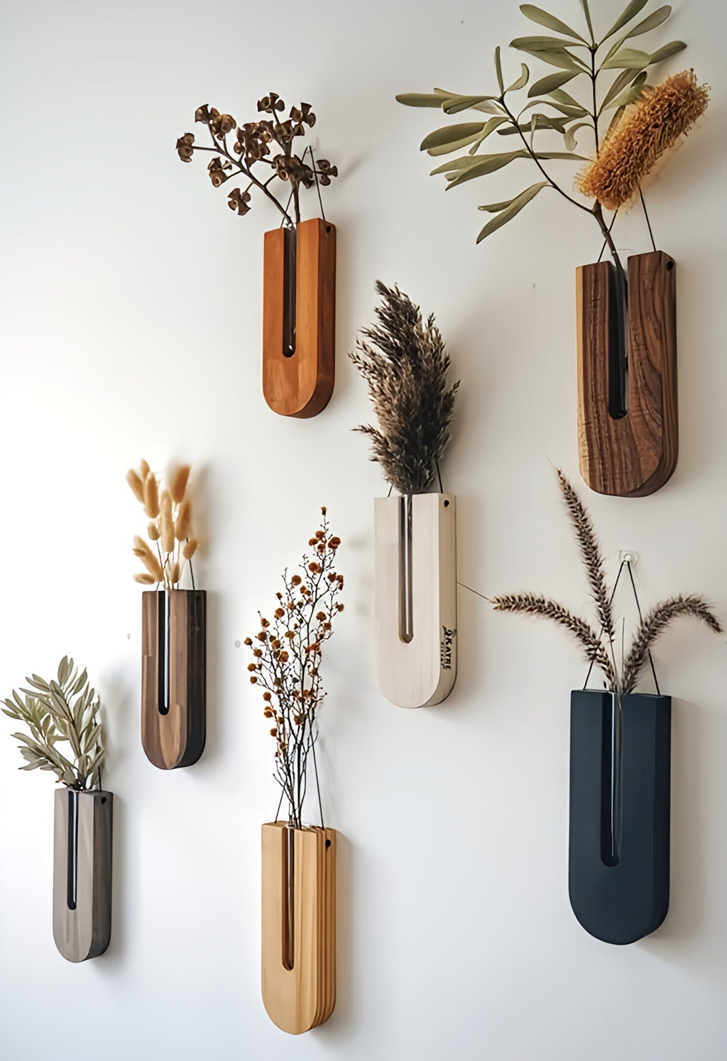 Mosrugs | WoodFlora | Rustic Wooden Wall Flower Holder Set – Creative Plant Display for Indoor Spaces