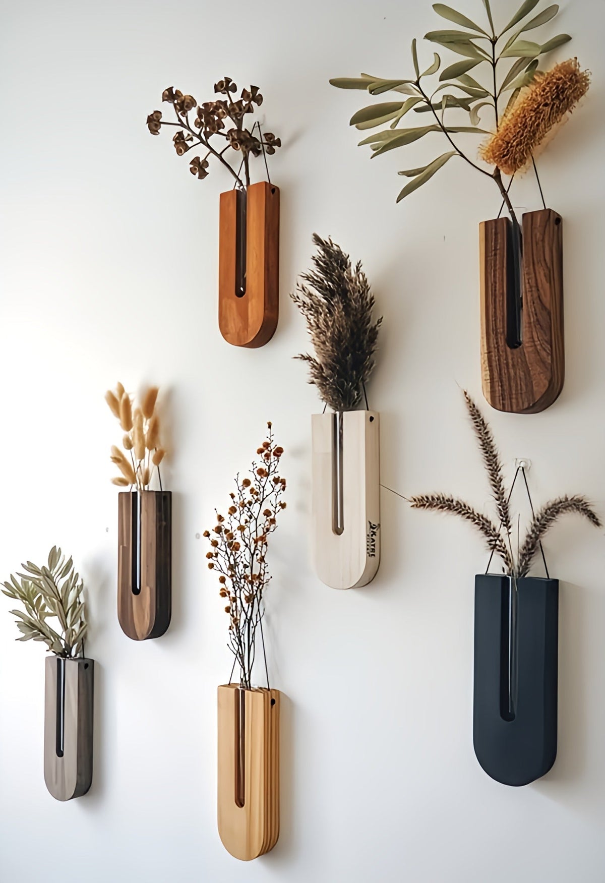 Mosrugs | WoodFlora | Rustic Wooden Wall Flower Holder Set – Creative Plant Display for Indoor Spaces