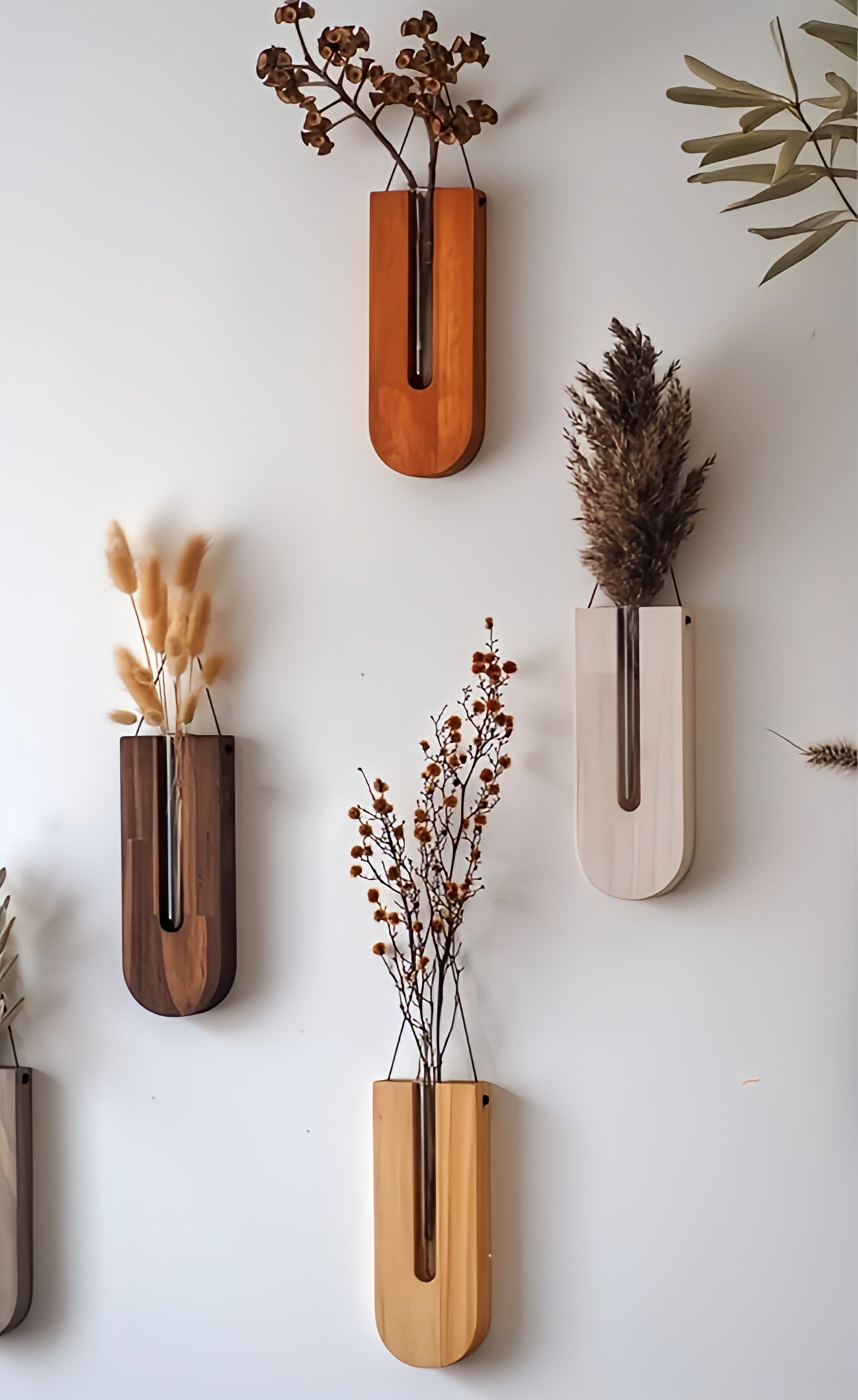 Mosrugs | WoodFlora | Rustic Wooden Wall Flower Holder Set – Creative Plant Display for Indoor Spaces