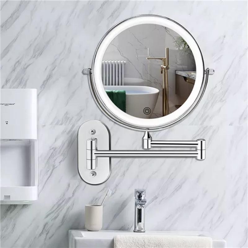 Mosrugs | Evida LED Magnifying Mirror with Chrome Finish – Rechargeable Vanity Mirror for Precise Makeup & Skincare