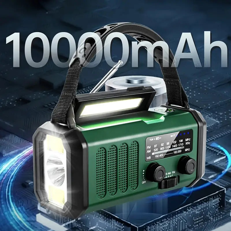 Mosrugs | Solar Emergency Radio with Power Bank – Hand Crank & LED Torch for Camping and Outdoor Use