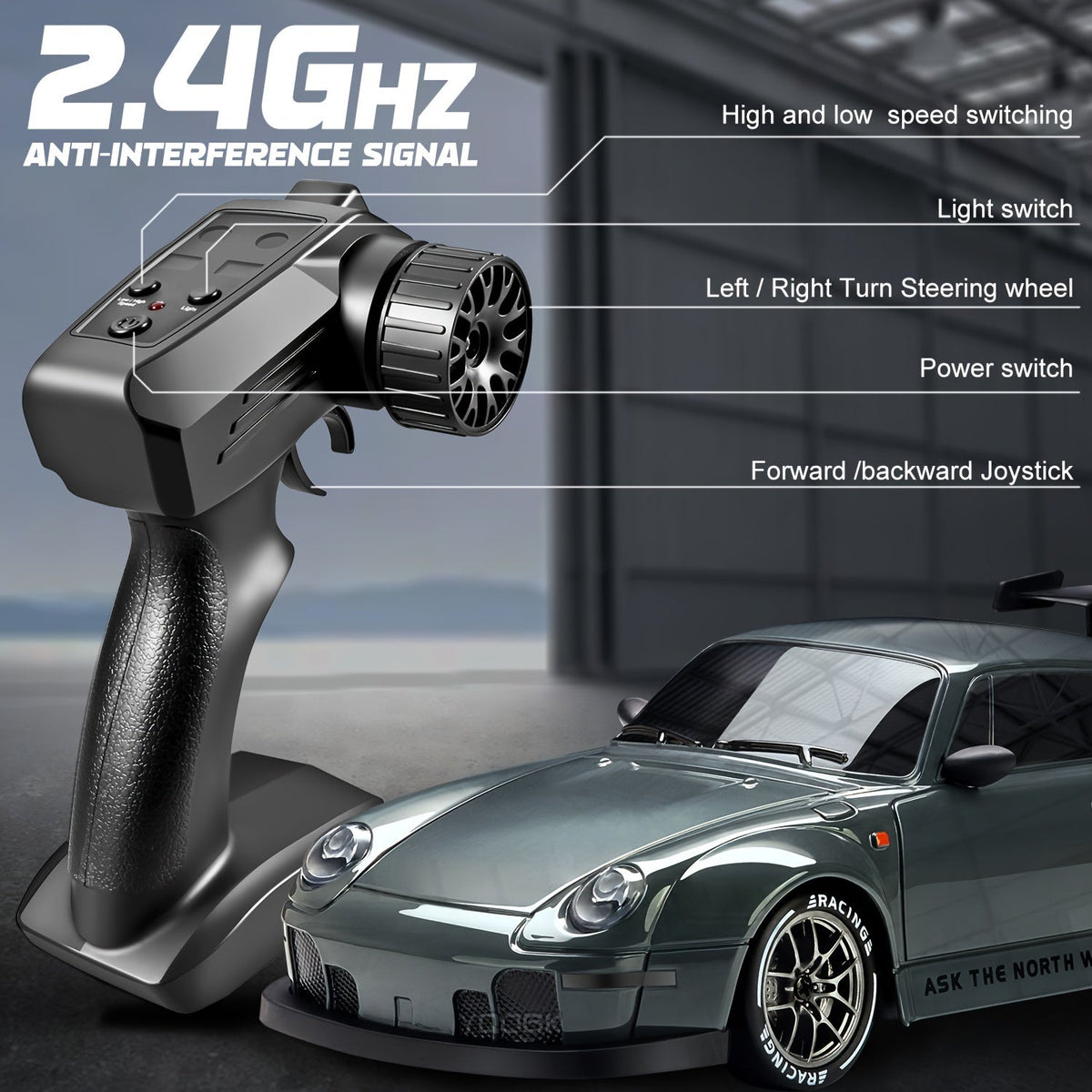 Mosrugs | 1:24 RC Drift Car | 4WD, LED Wheels & USB Rechargeable for Indoor and Outdoor Racing Fun
