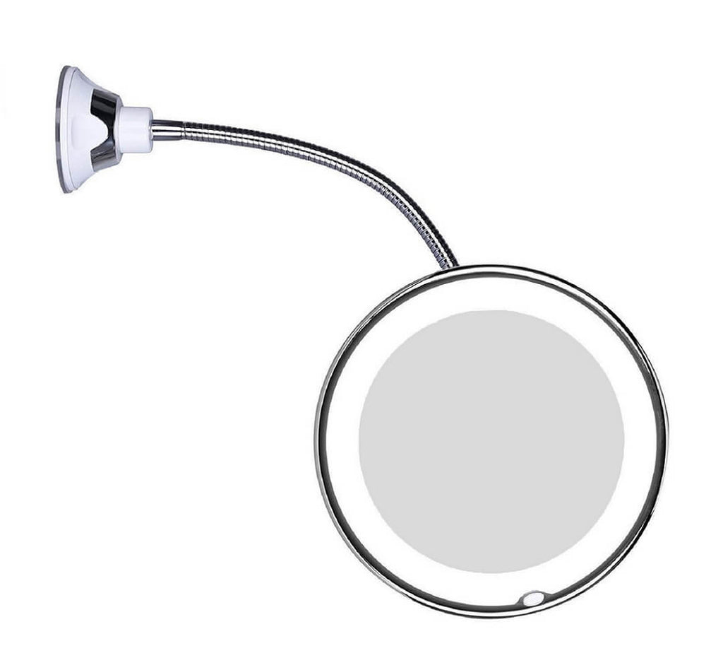 Mosrugs | Claravue LED Magnifying Mirror with Flexible Gooseneck – 10x Zoom, Daylight LEDs & Suction Mount