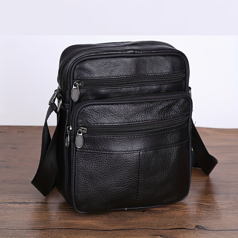 Mosrugs | Men’s Leather Shoulder Bag | Genuine Cowhide Crossbody | Adjustable Strap