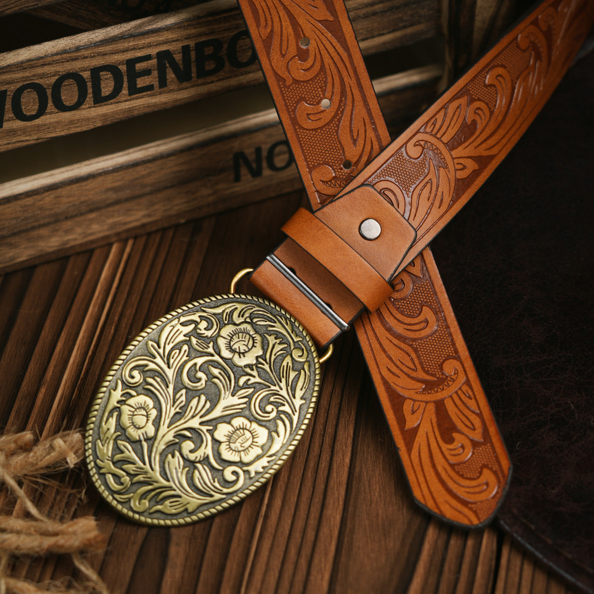Mosrugs | Men’s Belt | Western Style | Vegan Leather & Durable Metal Buckle