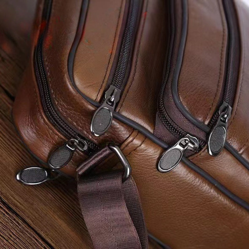 Mosrugs | Men’s Leather Shoulder Bag | Genuine Cowhide Crossbody | Adjustable Strap