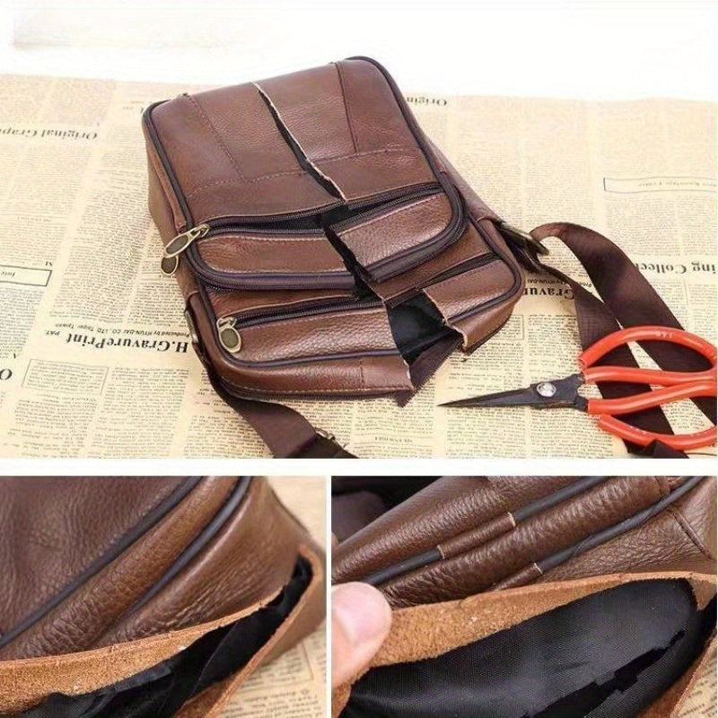 Mosrugs | Men’s Leather Shoulder Bag | Genuine Cowhide Crossbody | Adjustable Strap