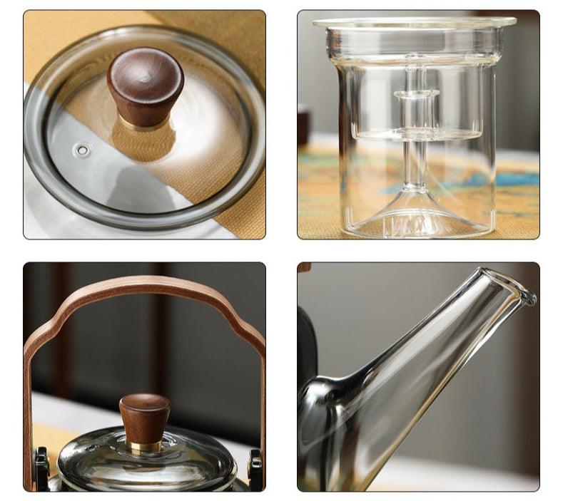 Mosrugs | Serenya – Smoked Glass & Wood Tea Infuser | Elegant Teaware for Loose Leaf Brewing