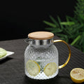 Mosrugs | Heat-Resistant Textured Glass Jug with Bamboo Lid – Elegant Serving Pitcher for Hot & Cold Drinks