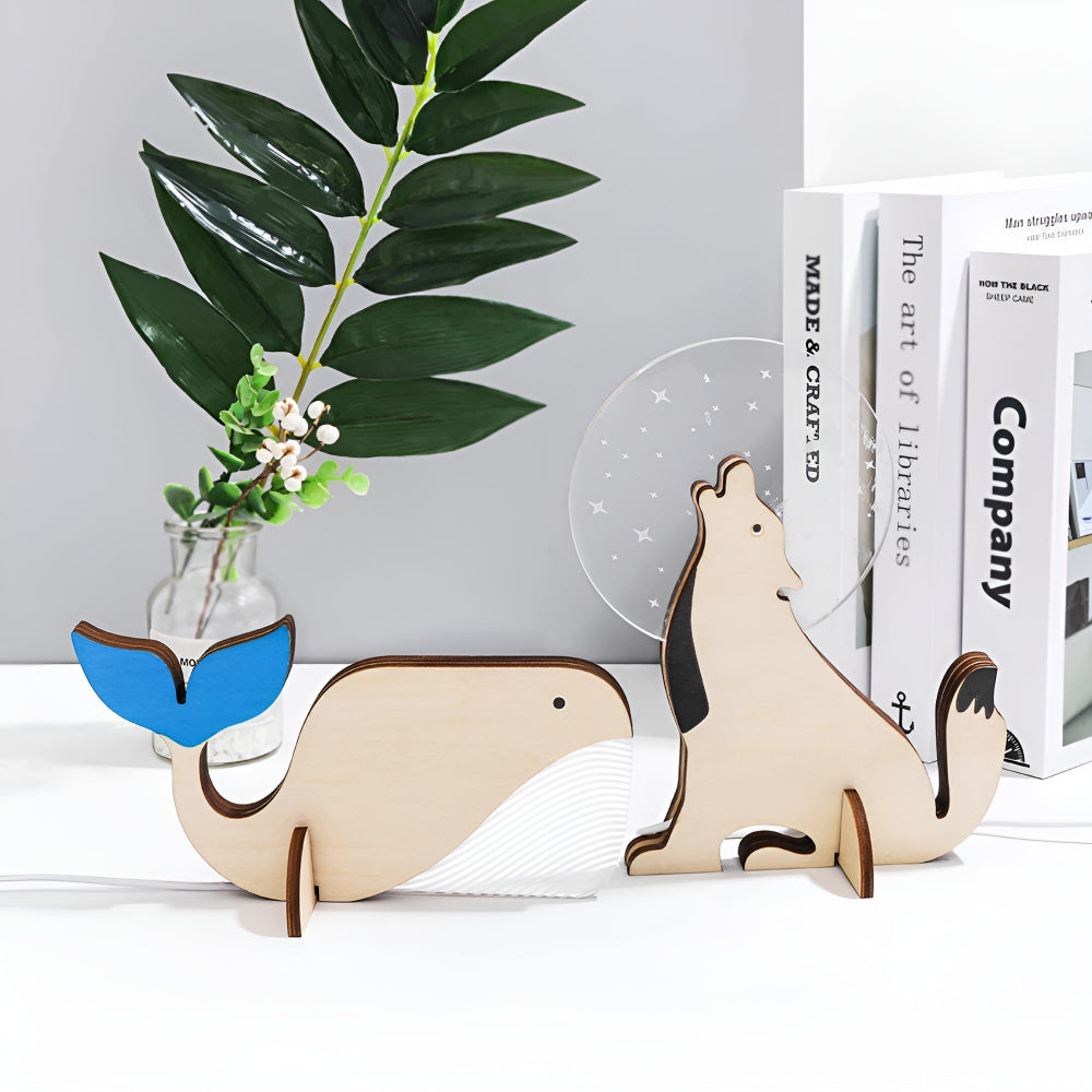 Mosrugs | Wooden Animal Table Lamp – Cute Decorative Night Light for Kids’ Rooms
