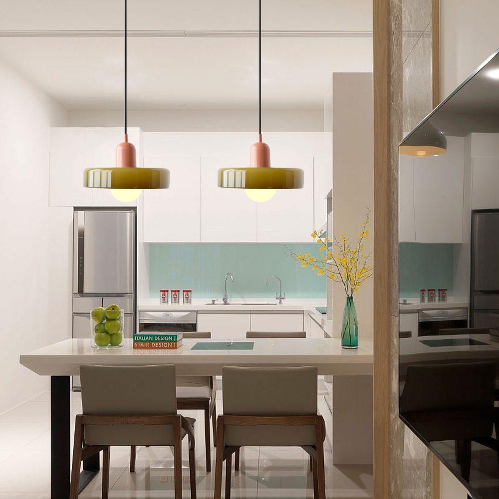 Mosrugs | Coloured Glass Pendant Light – Elegant Bauhaus-Style Hanging Lamp for Living Room & Dining Area