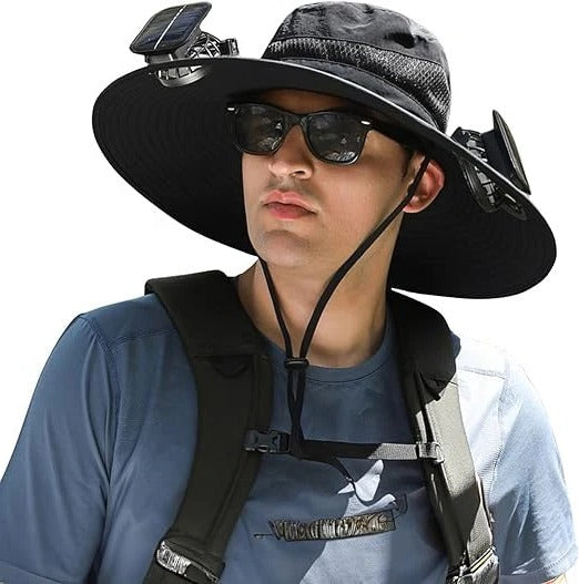 Mosrugs | Lightweight Breathable Cooling Sun Hat for Men with Dual Fan & Solar Power
