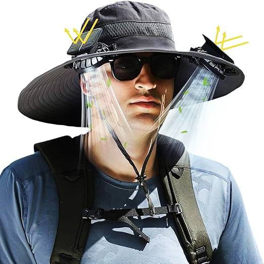 Mosrugs | Lightweight Breathable Cooling Sun Hat for Men with Dual Fan & Solar Power