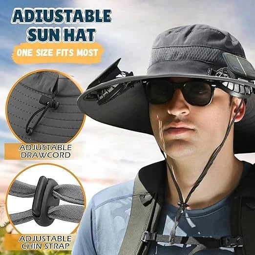 Mosrugs | Lightweight Breathable Cooling Sun Hat for Men with Dual Fan & Solar Power