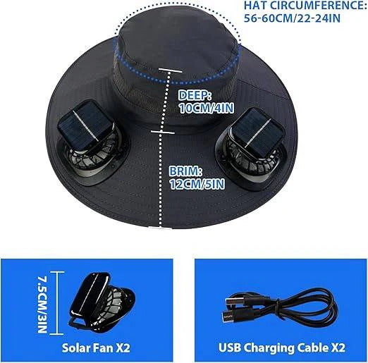Mosrugs | Lightweight Breathable Cooling Sun Hat for Men with Dual Fan & Solar Power