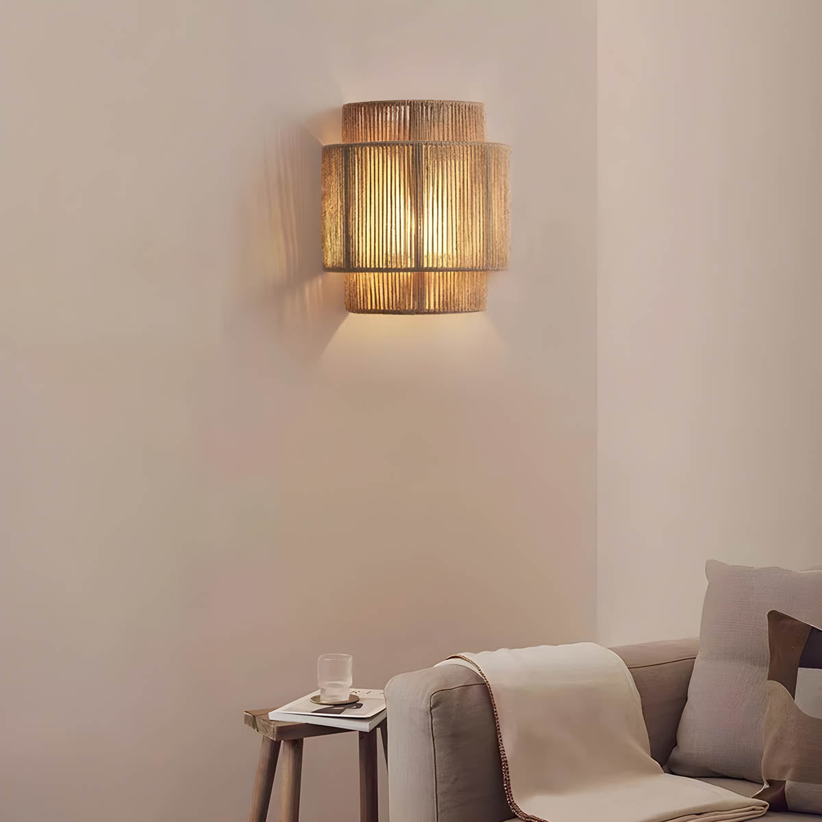 Mosrugs | Japanese-Inspired Minimalist LED Wall Light – Natural Rope Design & Warm Ambient Lighting